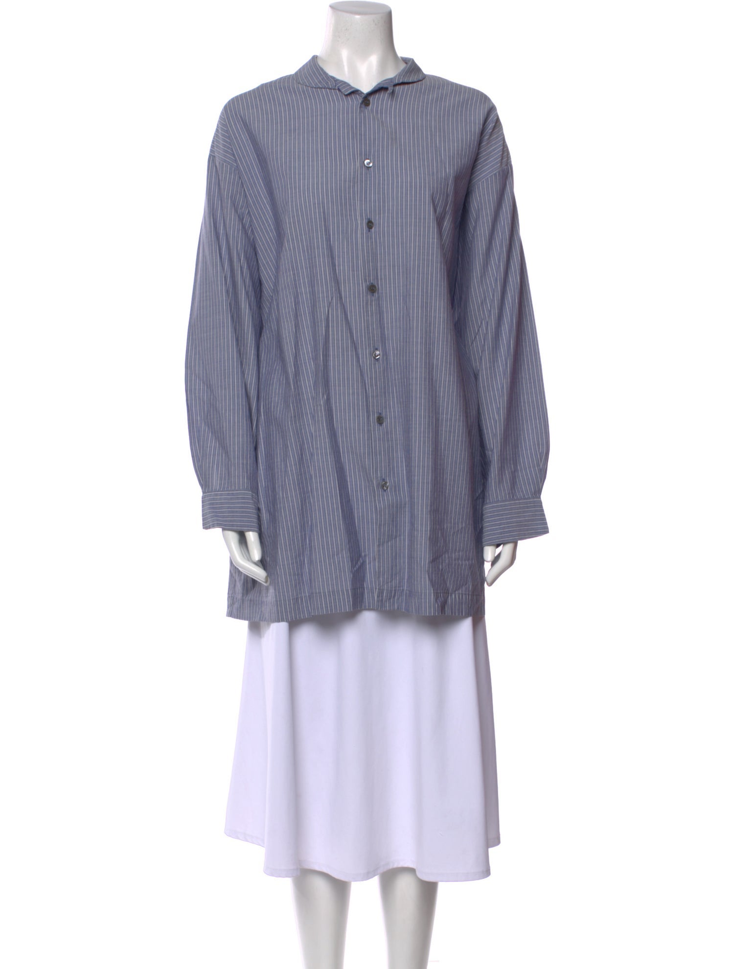 Eskandar Striped Mock Neck Tunic