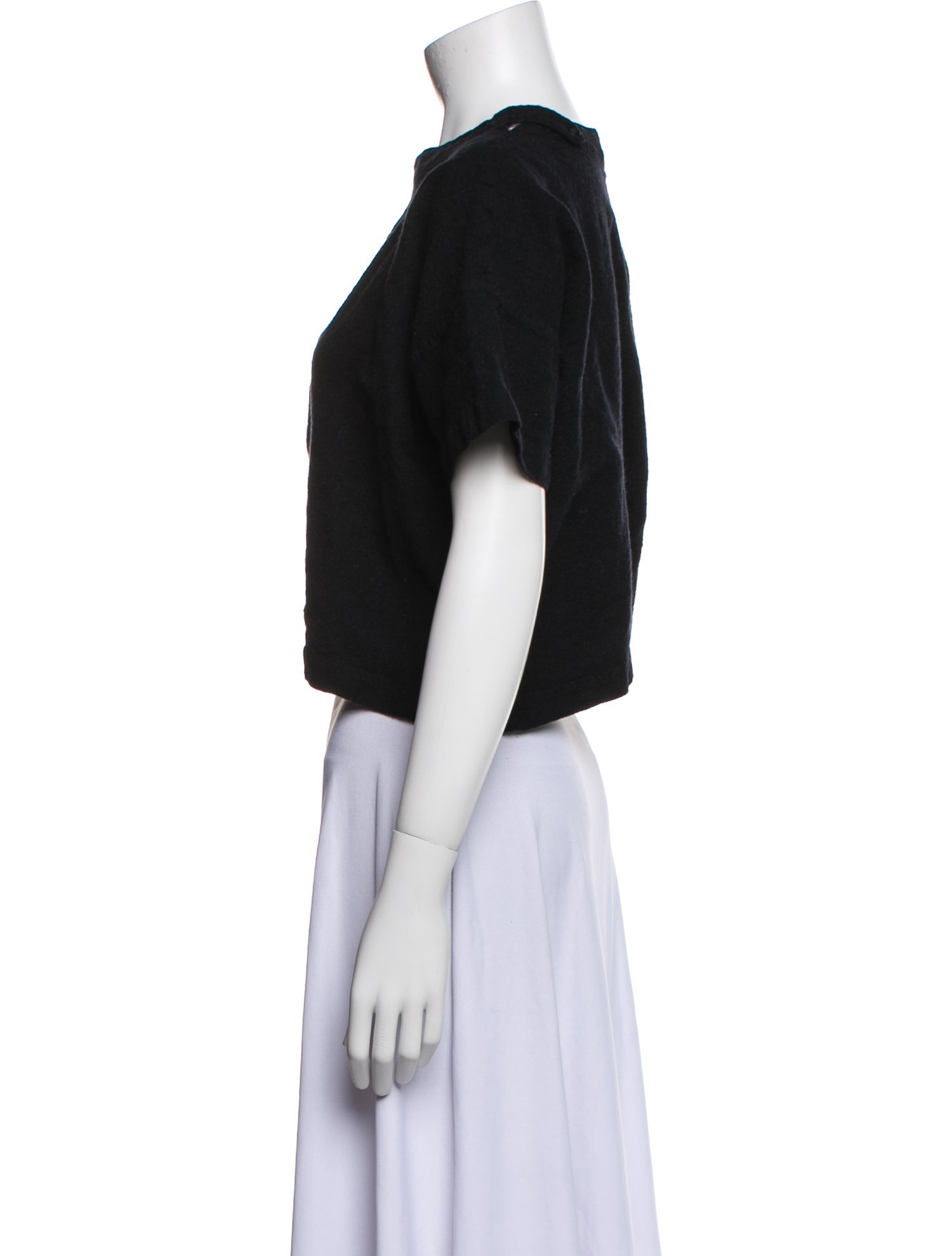 Eskandar Wool Crew Neck Crop Top