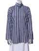 Eskandar Striped Mock Neck Button-Up Top