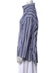 Eskandar Striped Mock Neck Button-Up Top