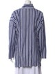 Eskandar Striped Mock Neck Button-Up Top