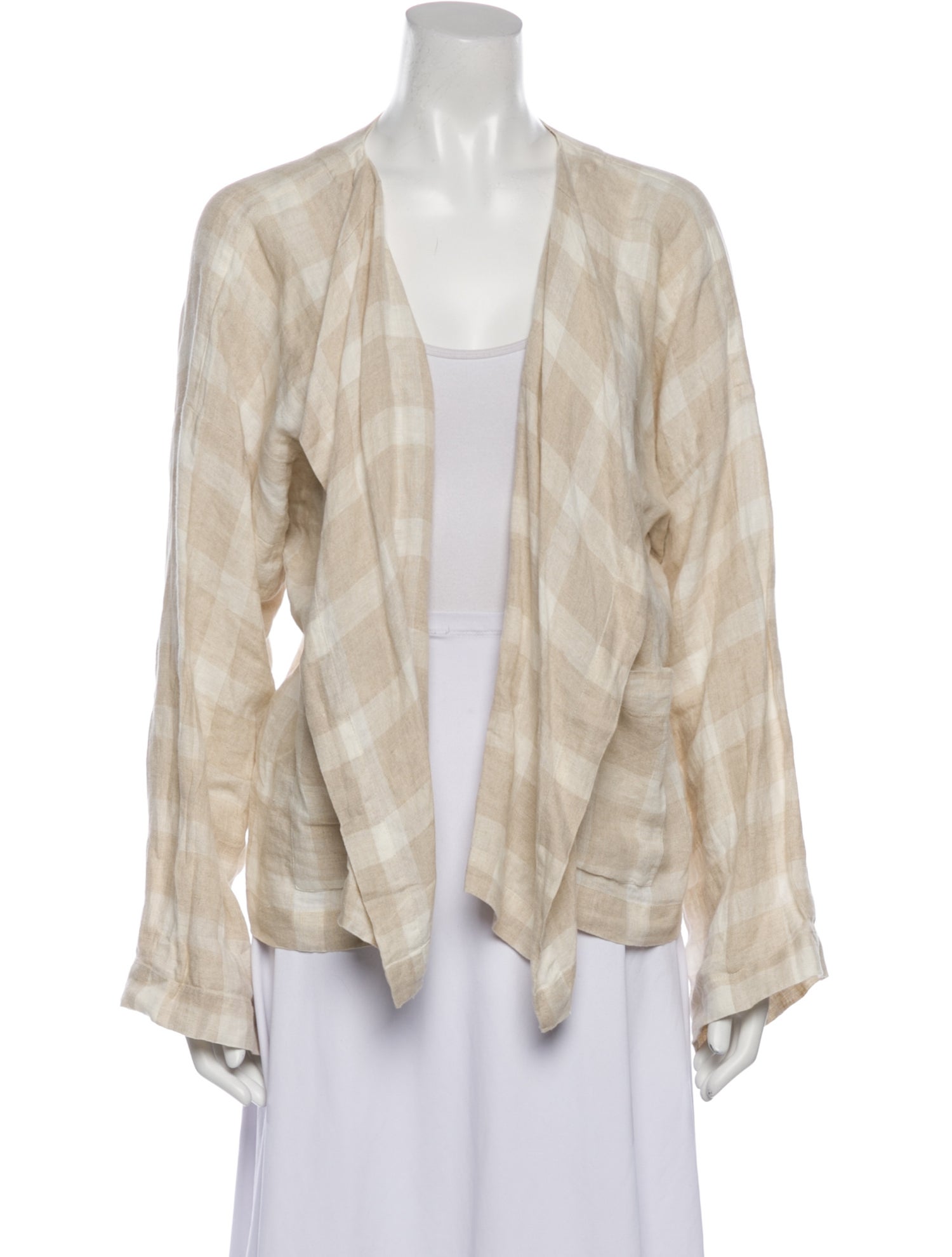 Eskandar Linen Plaid Print Evening Jacket