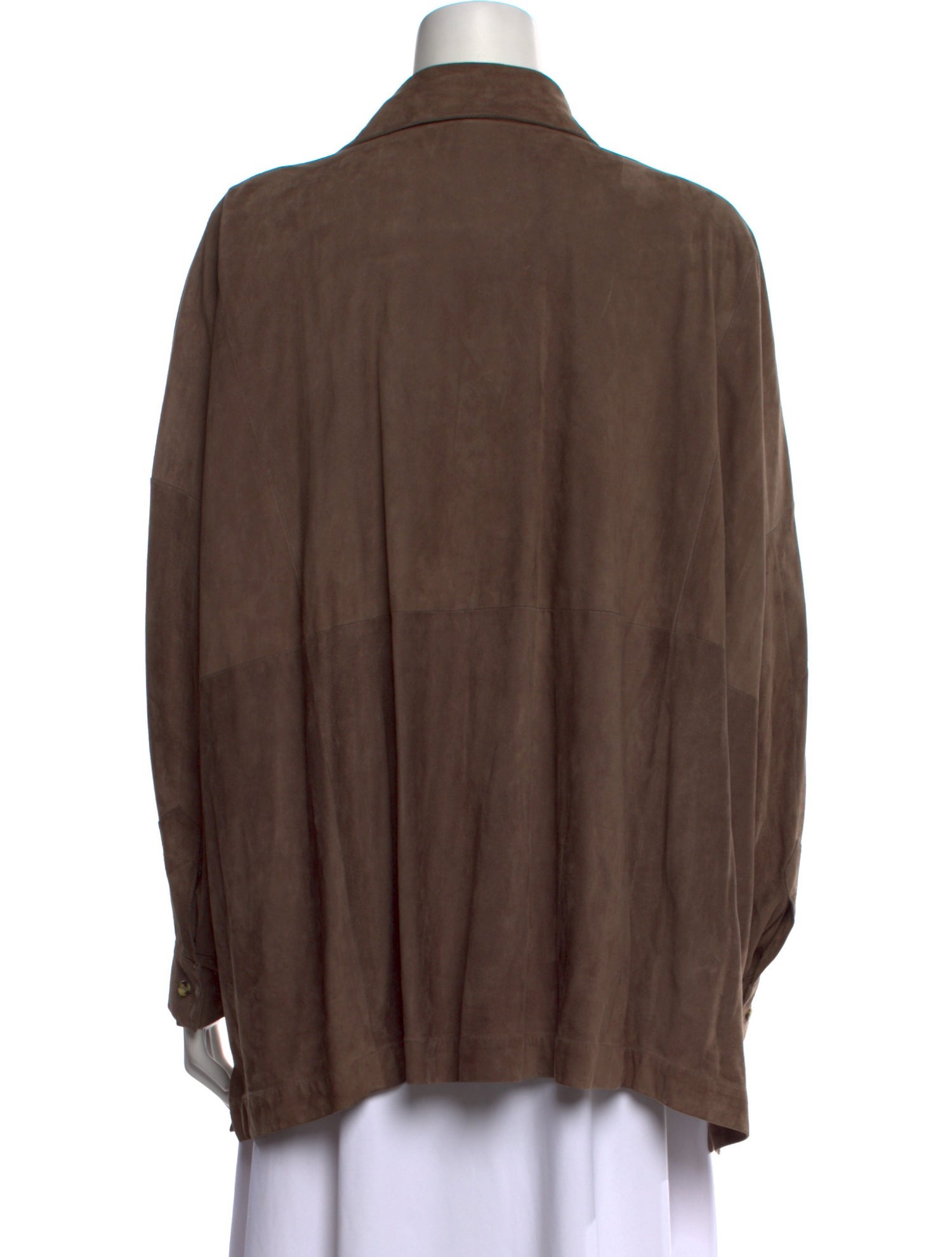 Eskandar Leather Long Sleeve Button-Up Top