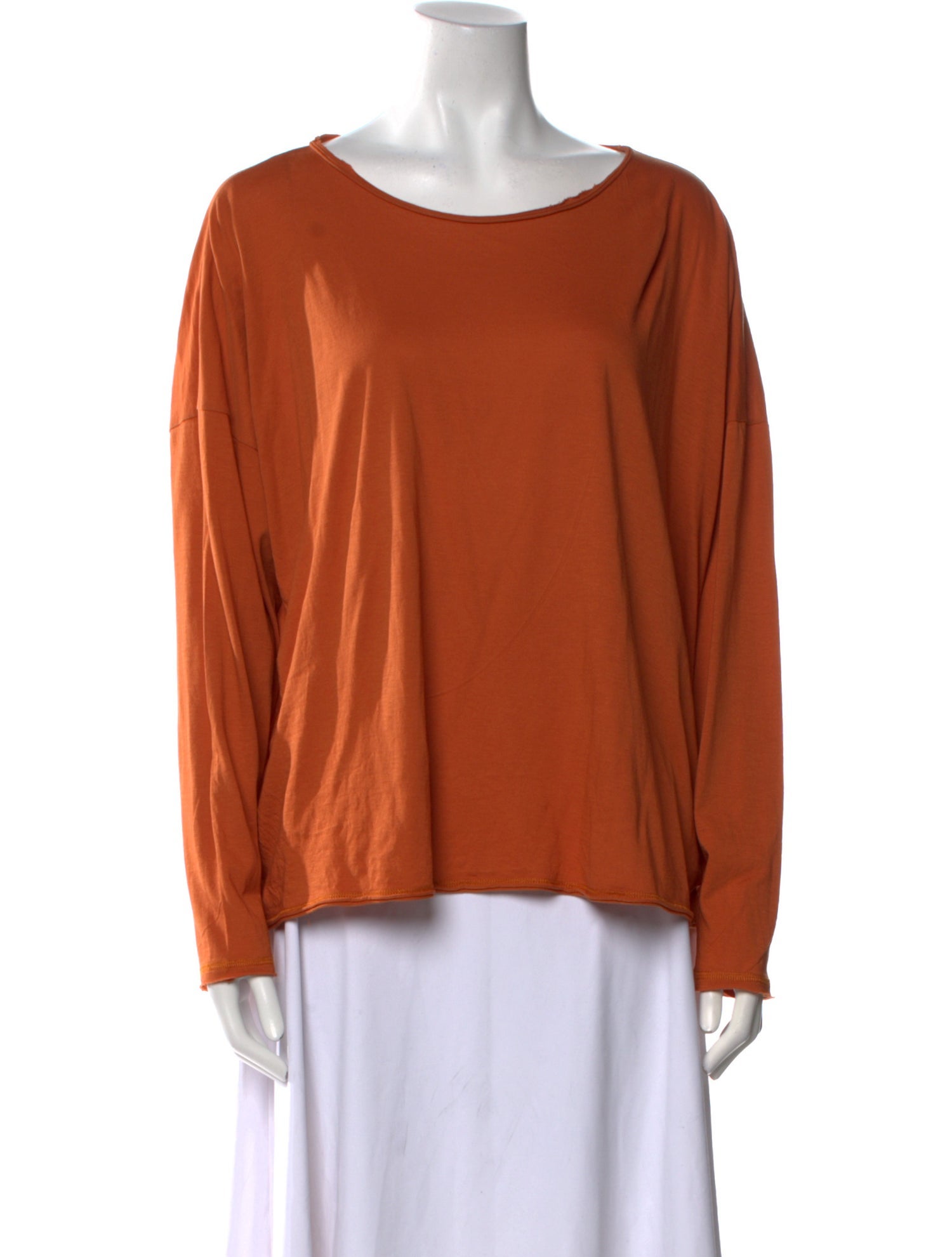 Eskandar Scoop Neck Long Sleeve Blouse