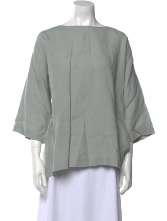 Eskandar Linen Bateau Neckline Blouse
