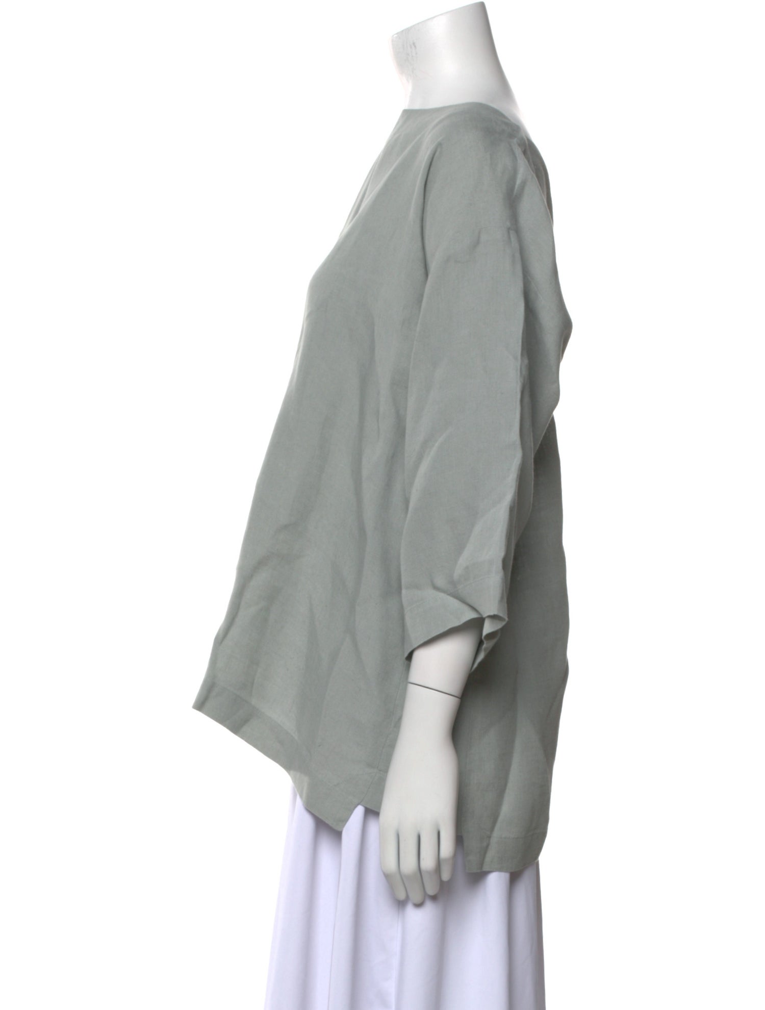 Eskandar Linen Bateau Neckline Blouse