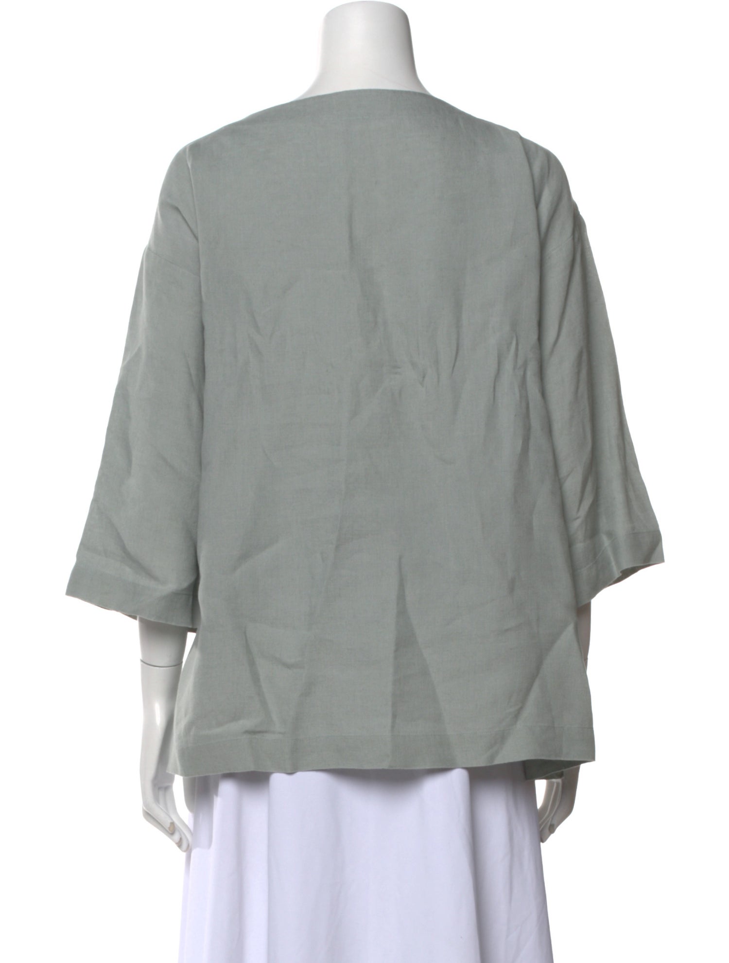 Eskandar Linen Bateau Neckline Blouse