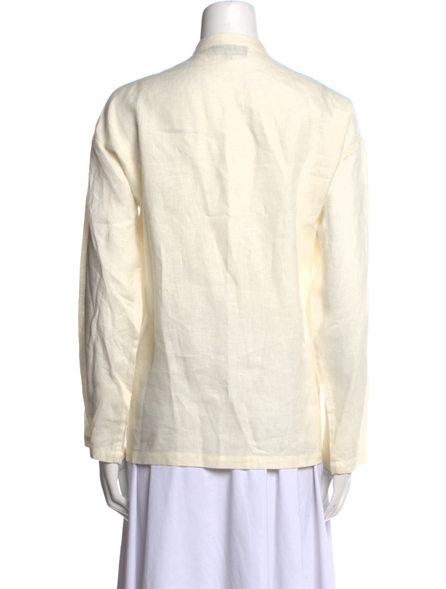 Eskandar Linen Mock Neck Button-Up Top
