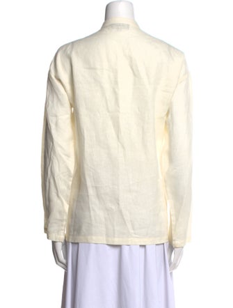 Eskandar Linen Mock Neck Button-Up Top