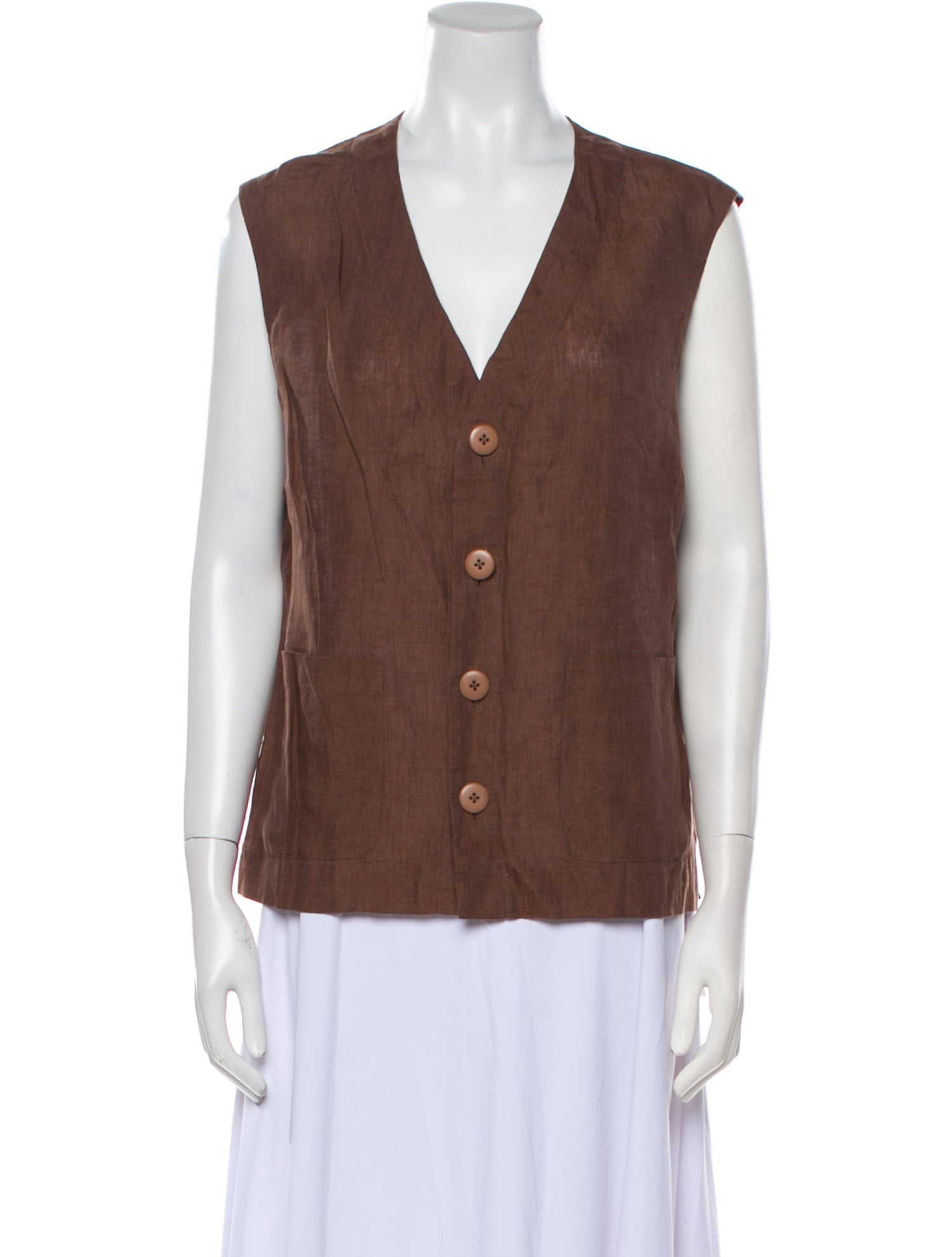 Eskandar V-Neck Sleeveless Top