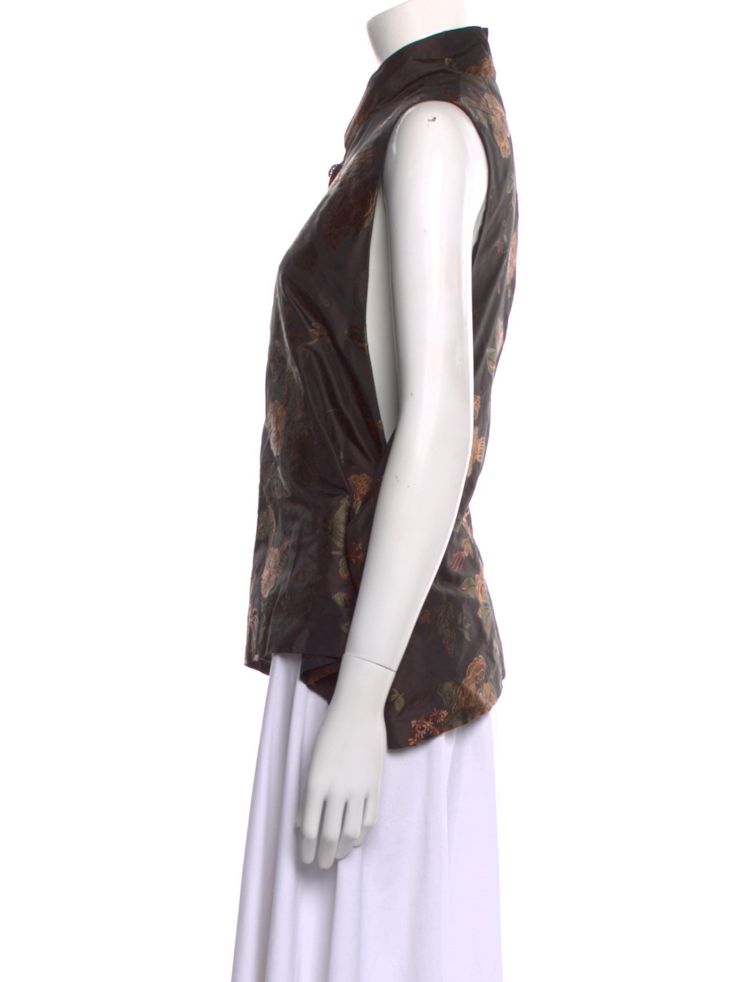 Eskandar Floral Print Cowl Neck Top
