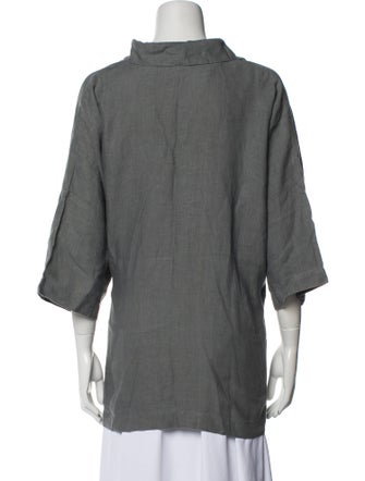 Eskandar Linen V-Neck Button-Up Top