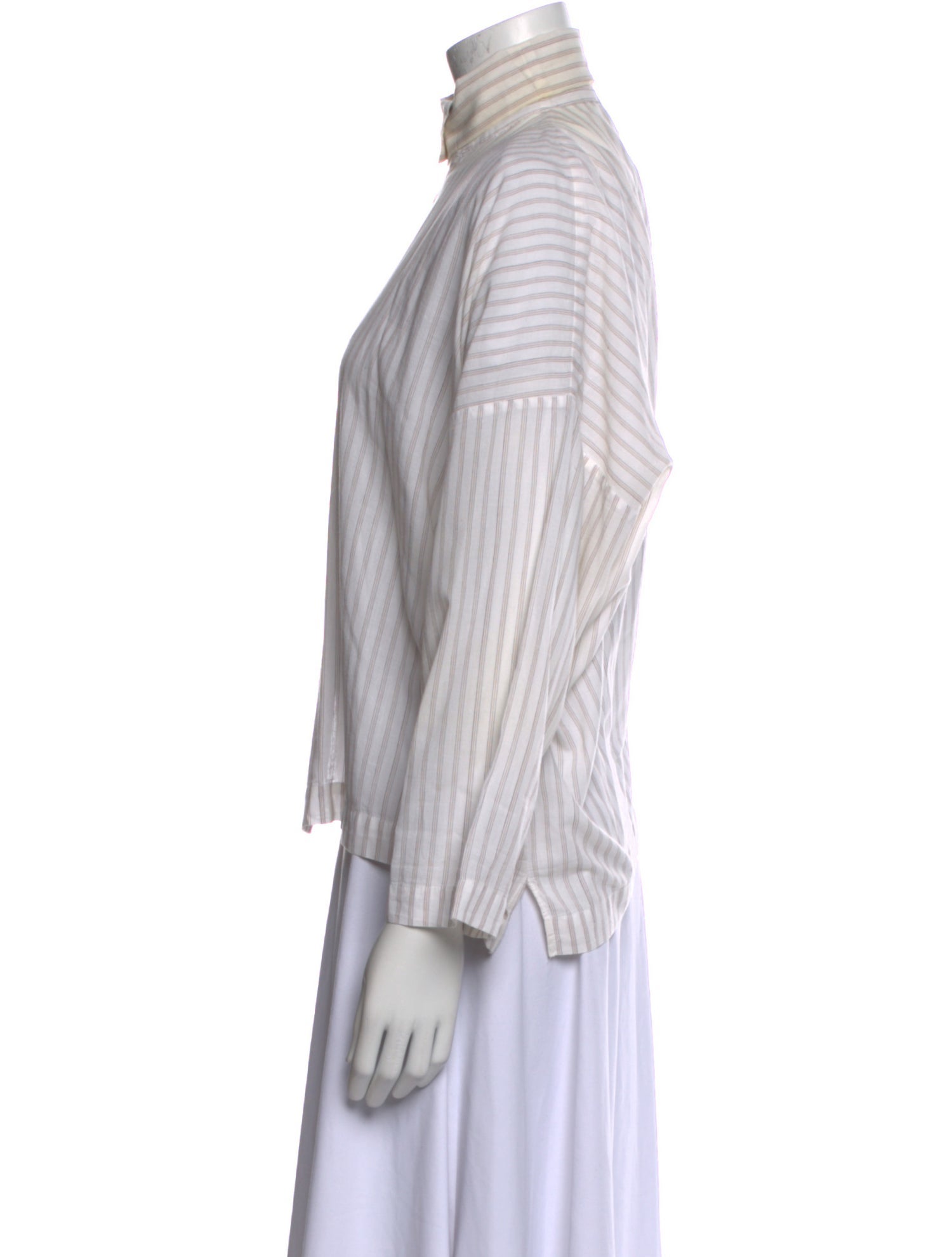 Eskandar Striped Mock Neck Blouse