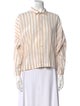 Eskandar Striped Three-Quarter Sleeve Button-Up Top