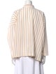 Eskandar Striped Three-Quarter Sleeve Button-Up Top