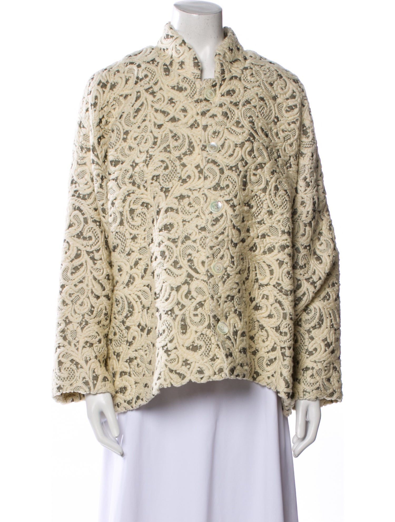 Eskandar Wool Paisley Print Faux Fur Jacket