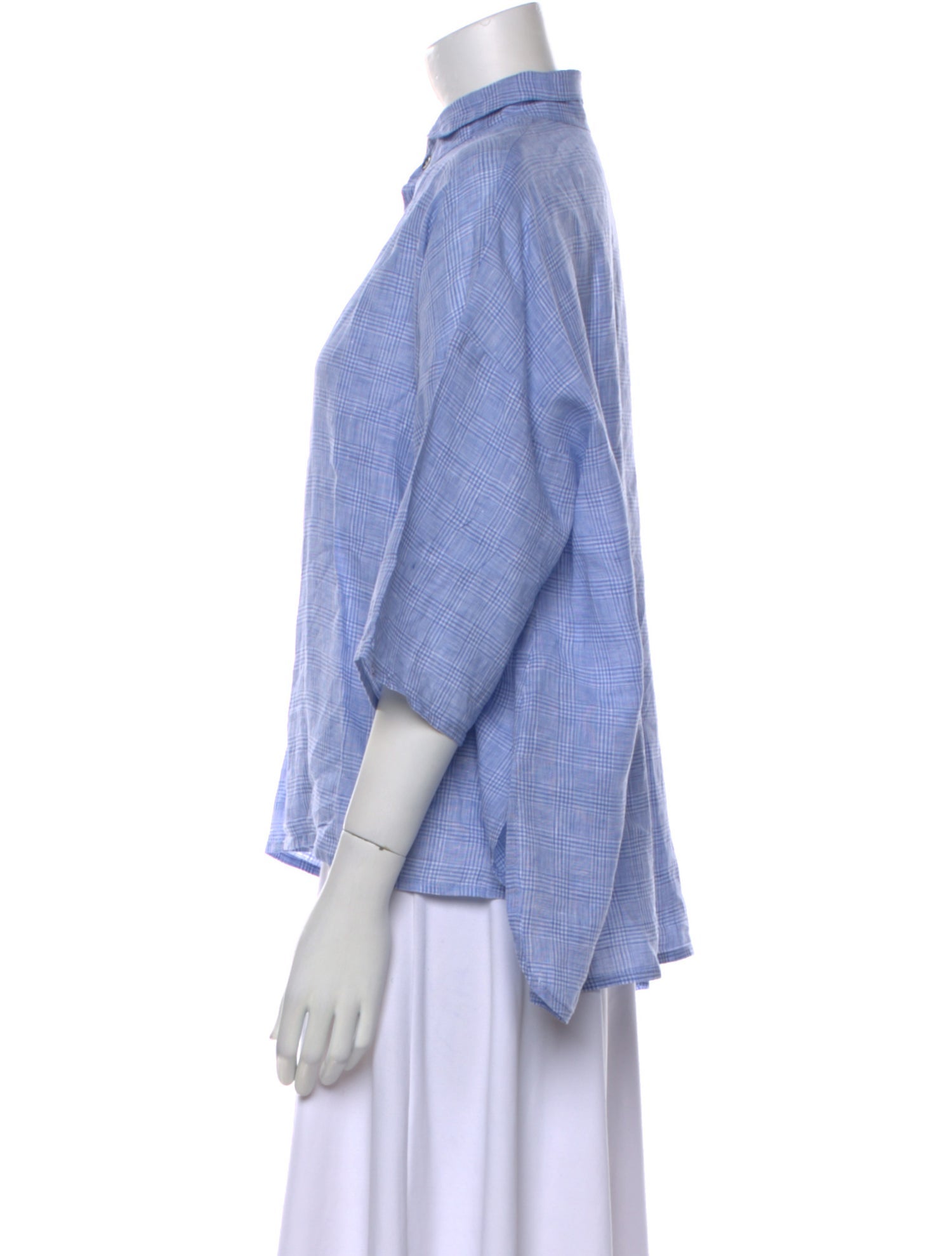 Eskandar Linen Mock Neck Button-Up Top