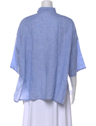 Eskandar Linen Mock Neck Button-Up Top