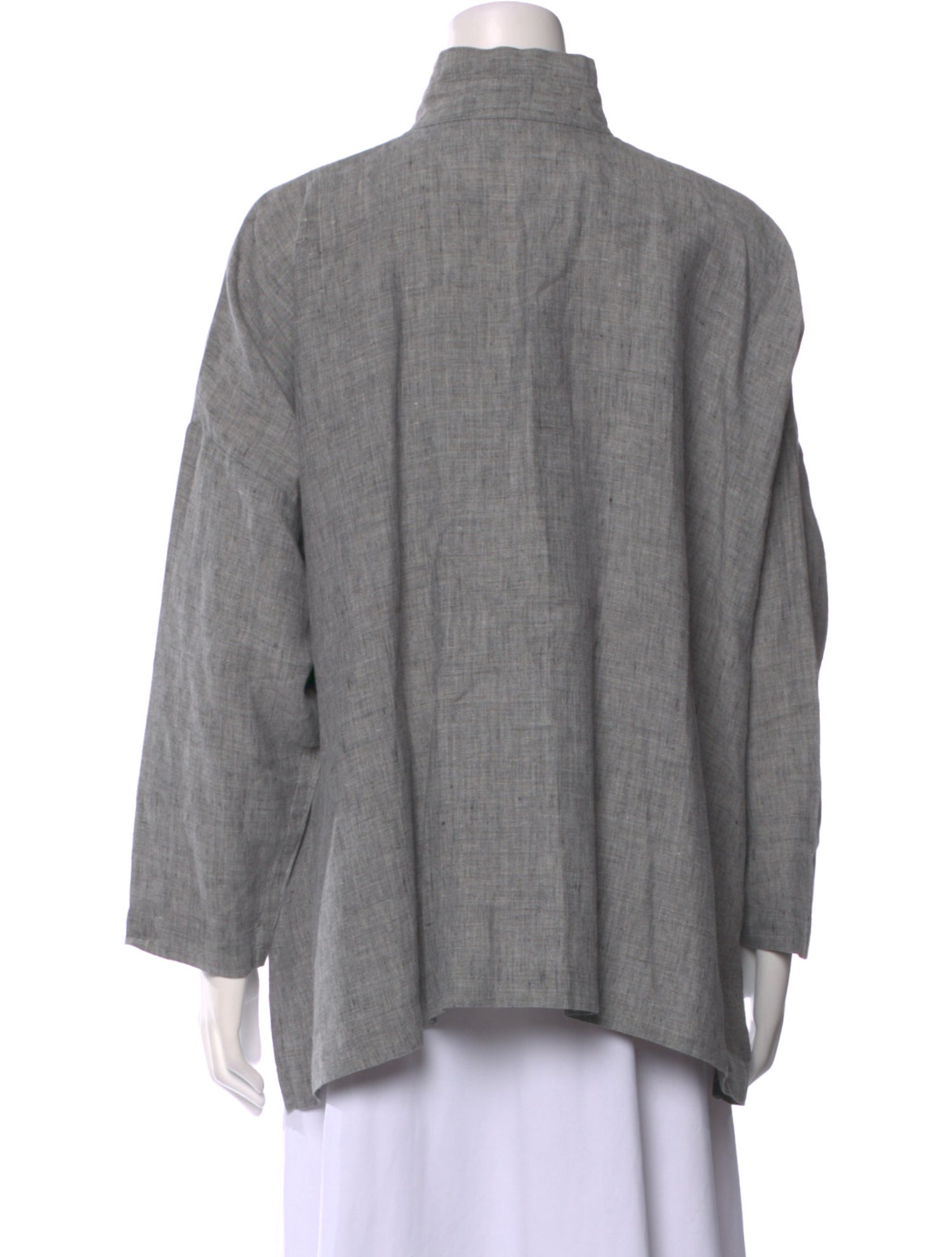 Eskandar Linen Mock Neck Button-Up Top