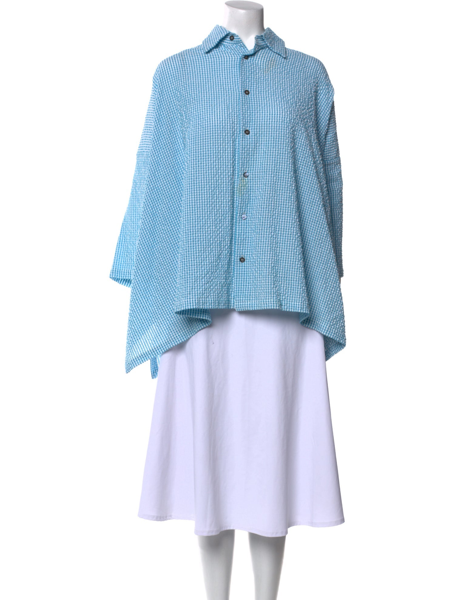 Eskandar Plaid Print Long Sleeve Button-Up Top