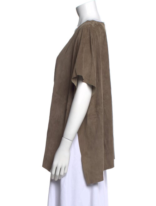 Eskandar Leather Open Front T-Shirt