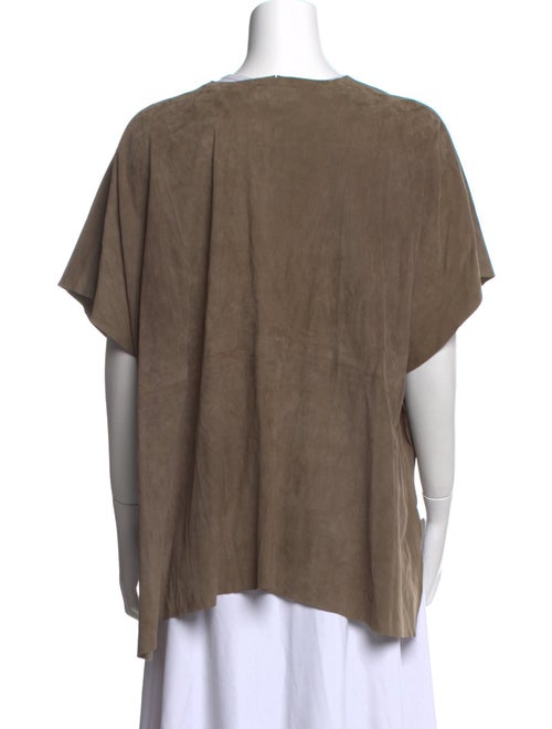 Eskandar Leather Open Front T-Shirt