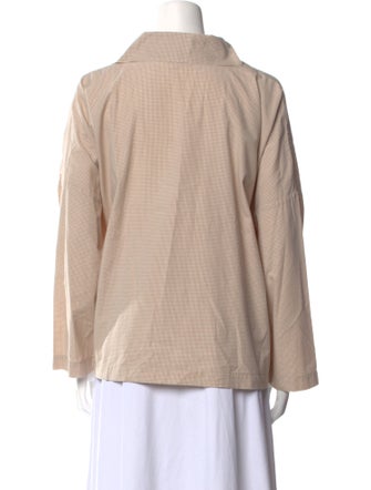 Eskandar Plaid Print Long Sleeve Button-Up Top