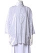 Eskandar Striped Turtleneck Button-Up Top
