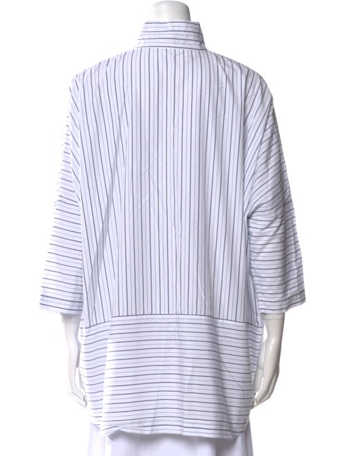 Eskandar Striped Turtleneck Button-Up Top