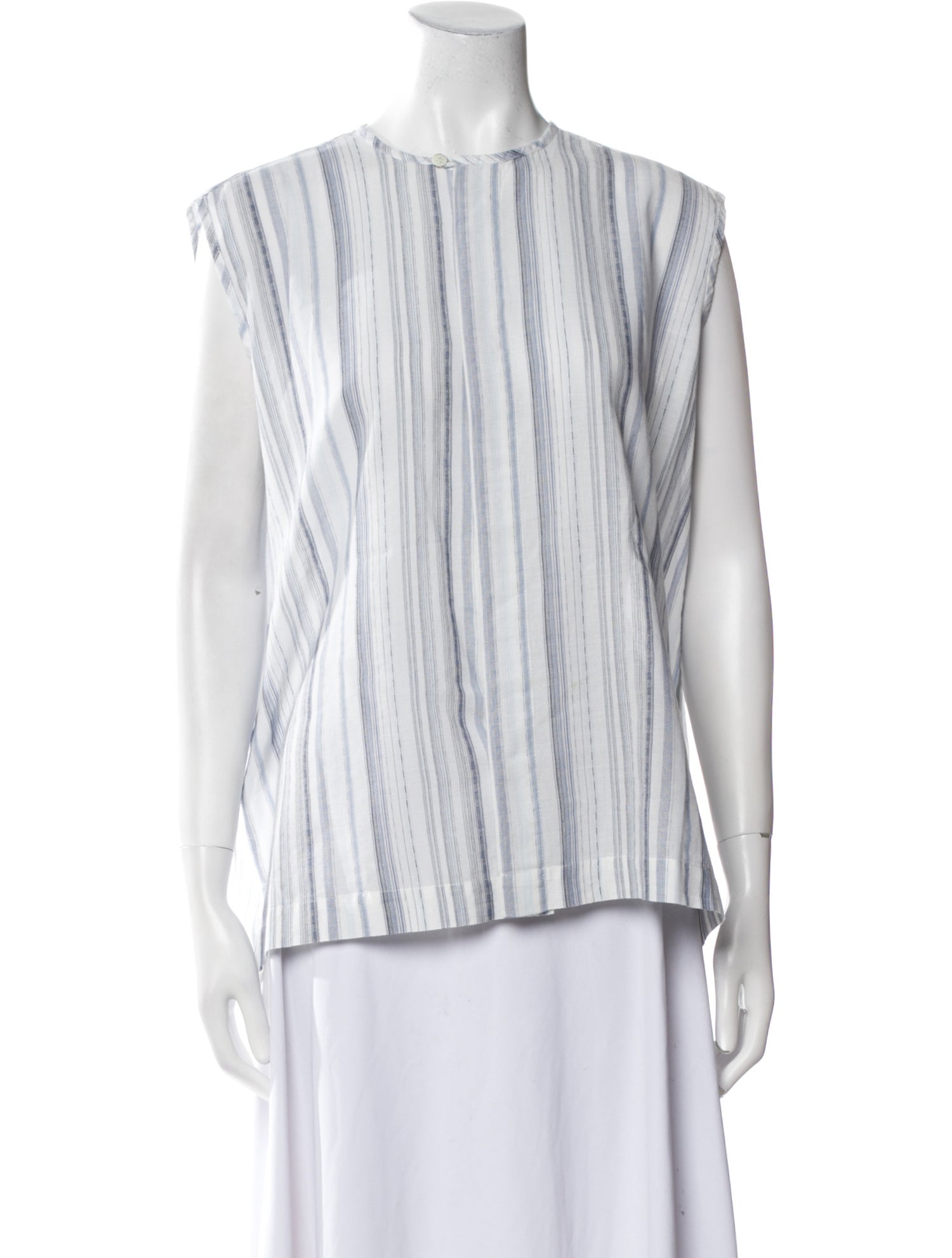 Eskandar Striped Bateau Neckline Blouse