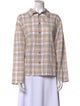 Eskandar Plaid Print Long Sleeve Button-Up Top