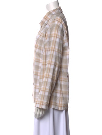 Eskandar Plaid Print Long Sleeve Button-Up Top