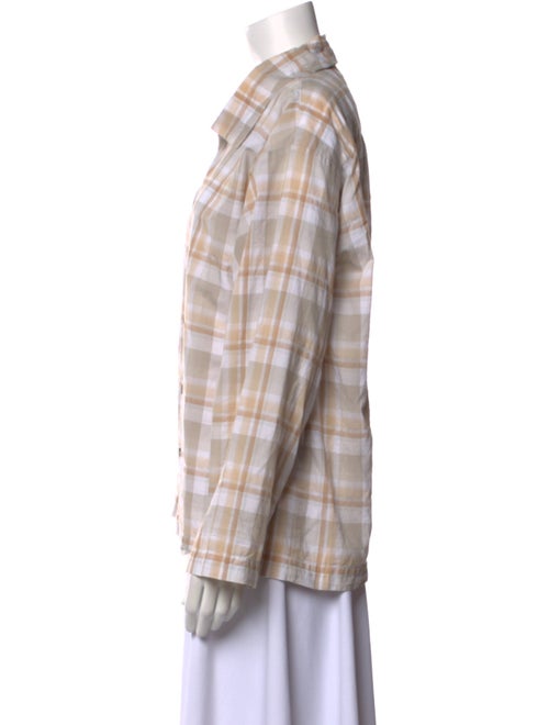 Eskandar Plaid Print Long Sleeve Button-Up Top