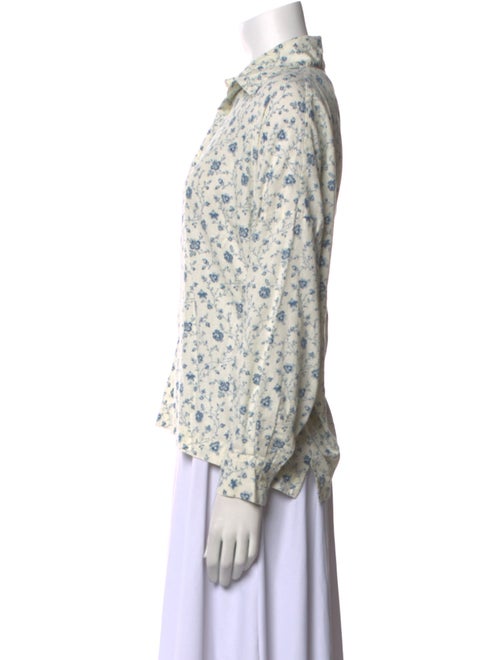 Eskandar Floral Print Long Sleeve Button-Up Top