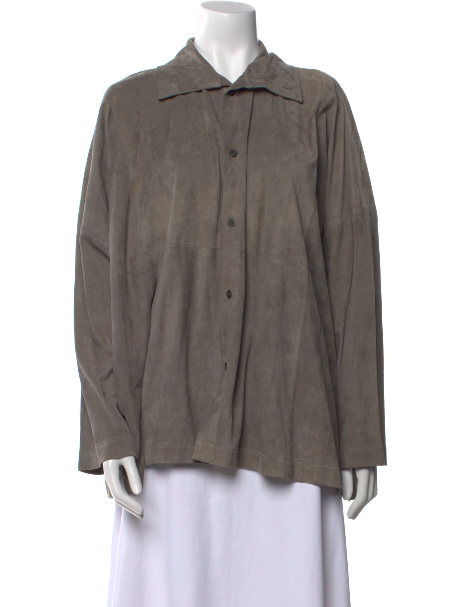 Eskandar Leather Long Sleeve Button-Up Top w/ Tags