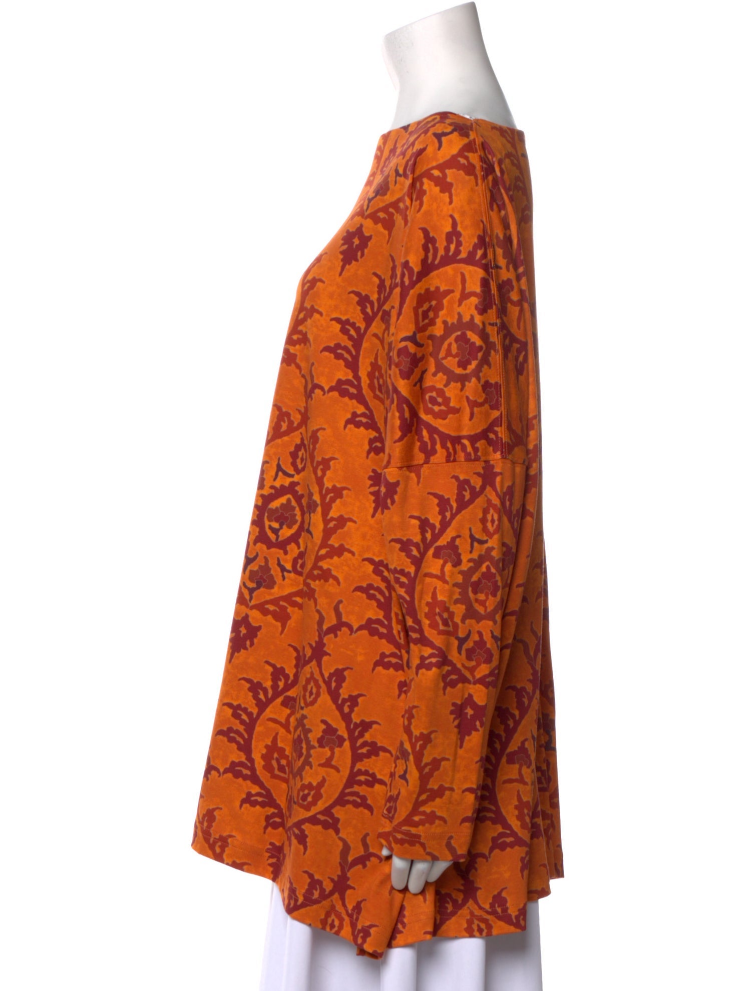 Eskandar Floral Print Bateau Neckline Tunic