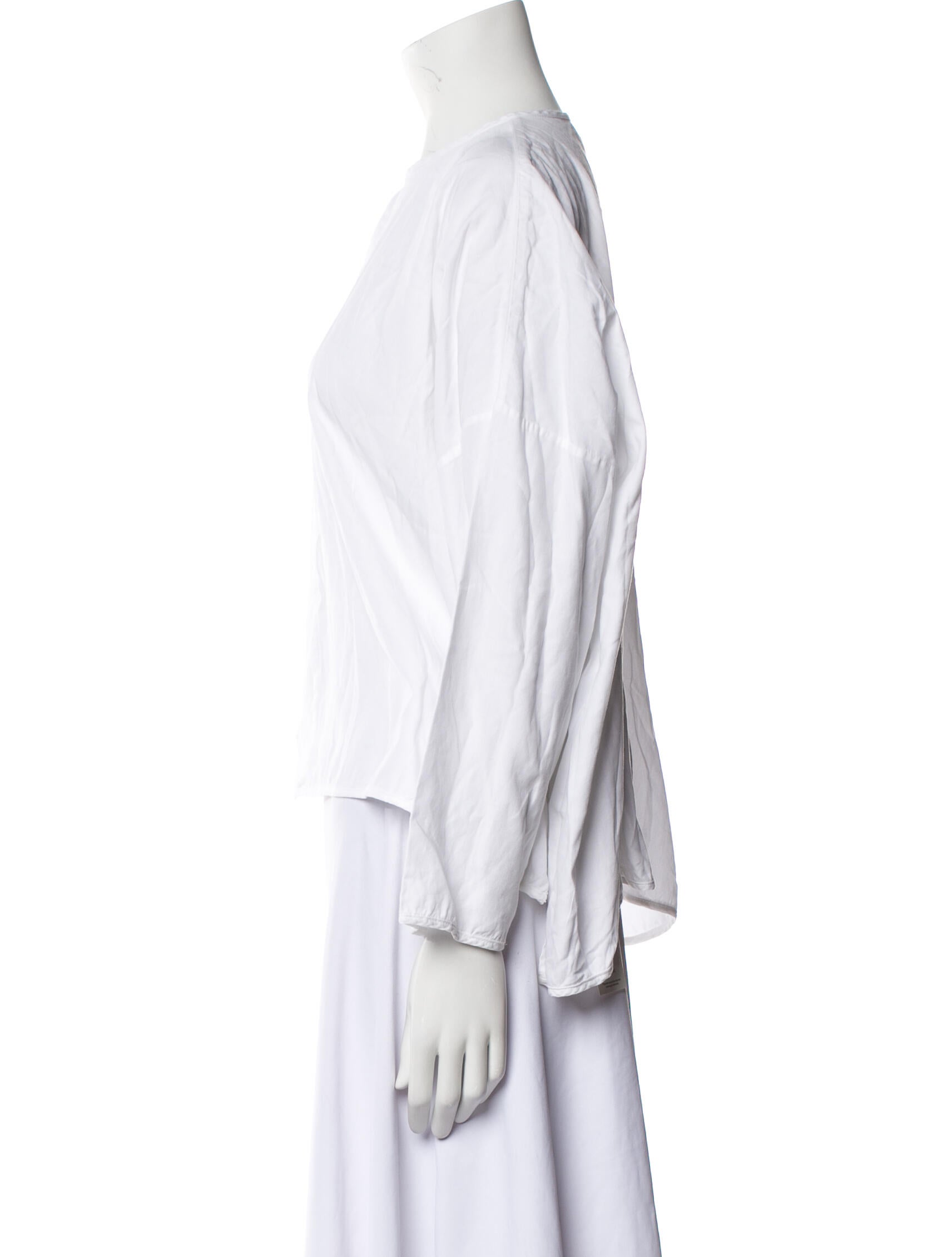 Eskandar Crew Neck Three-Quarter Sleeve Blouse