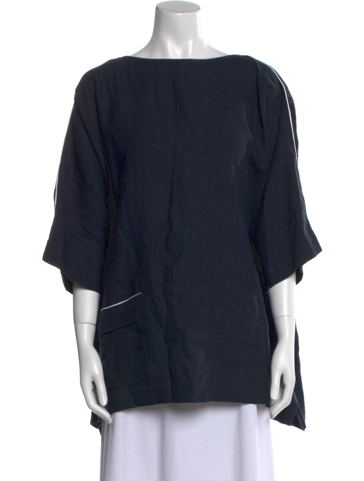 Eskandar Linen Bateau Neckline Tunic