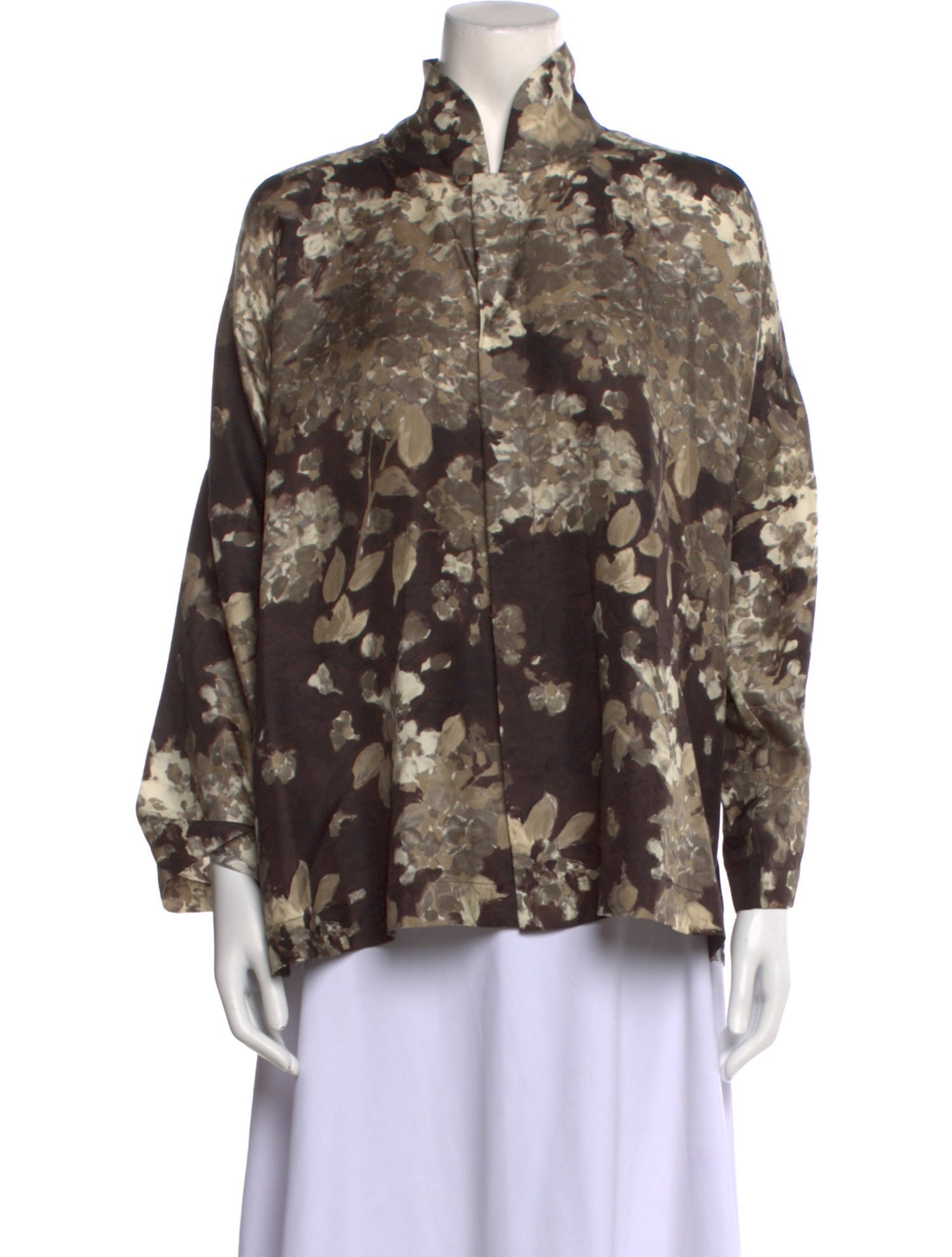 Eskandar Silk Floral Print Blouse