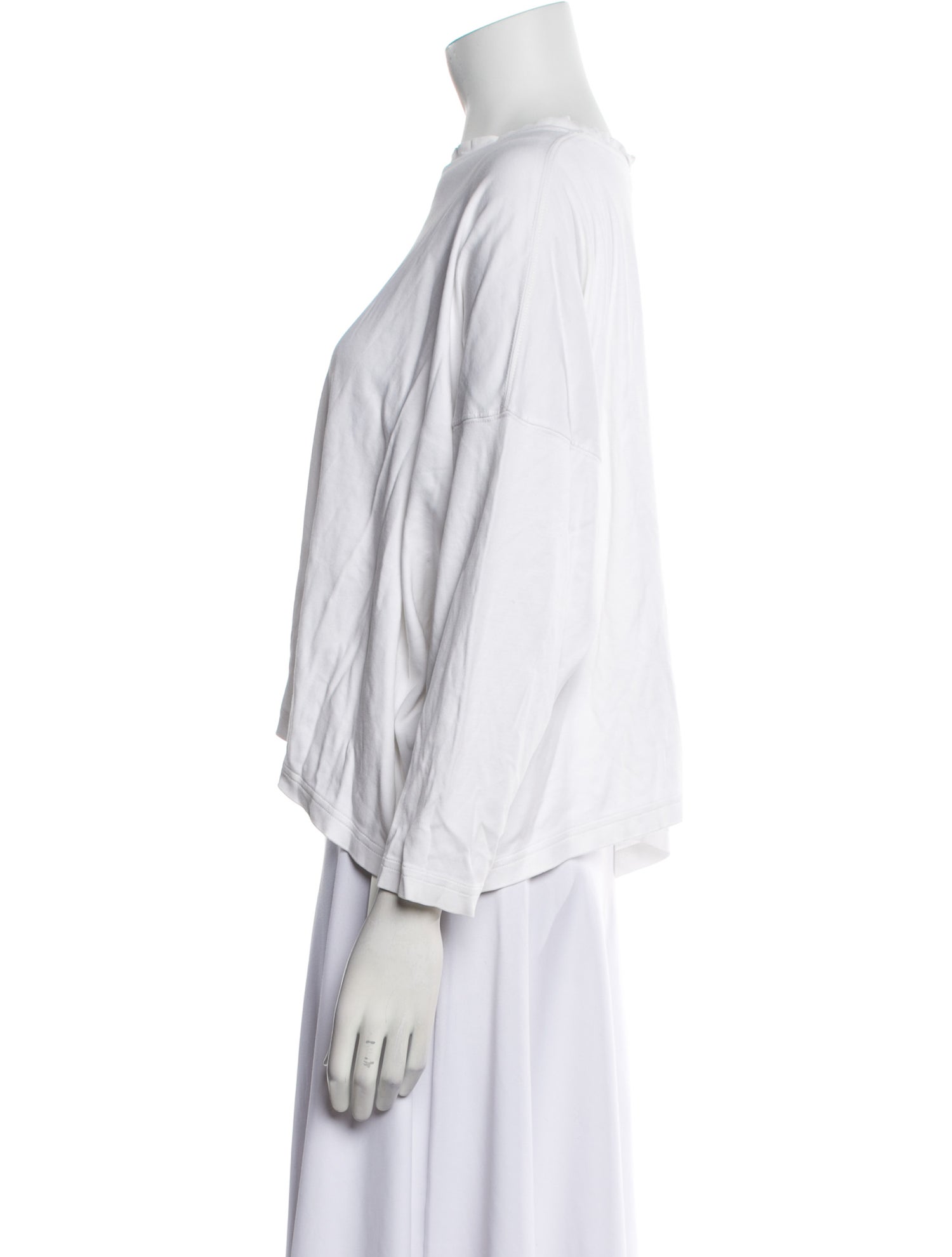 Eskandar Bateau Neckline Three-Quarter Sleeve Crop Top