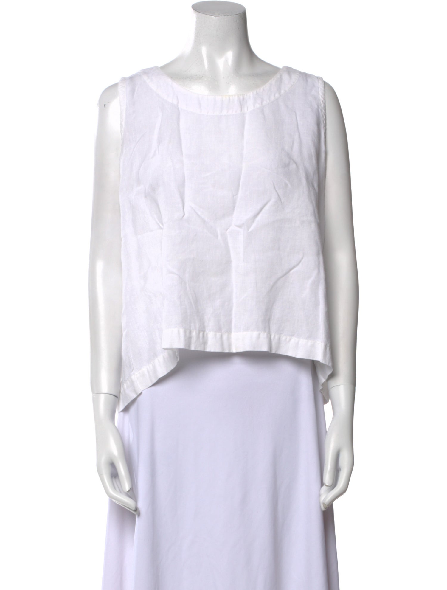 Eskandar Linen Bateau Neckline Crop Top