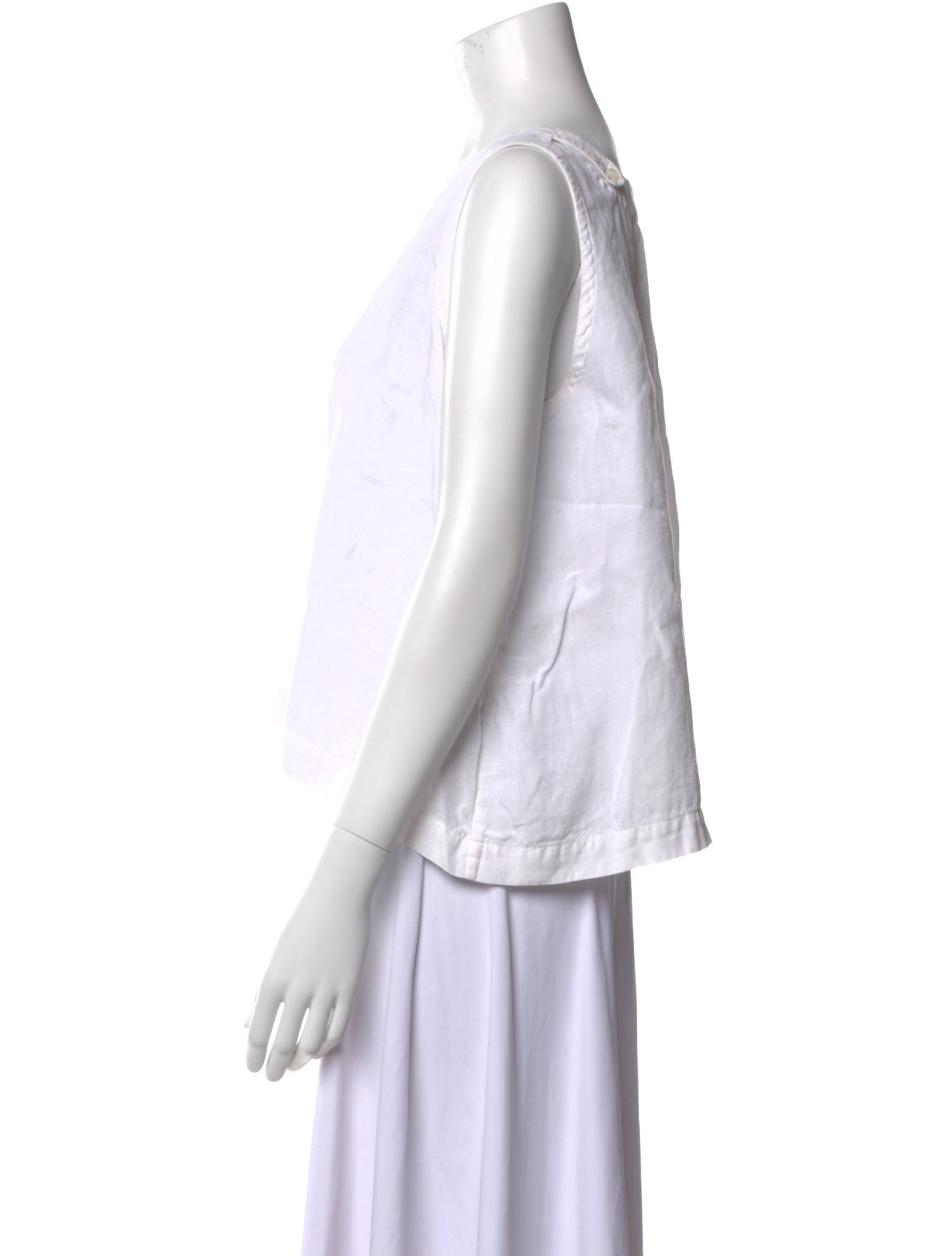 Eskandar Linen Bateau Neckline Crop Top