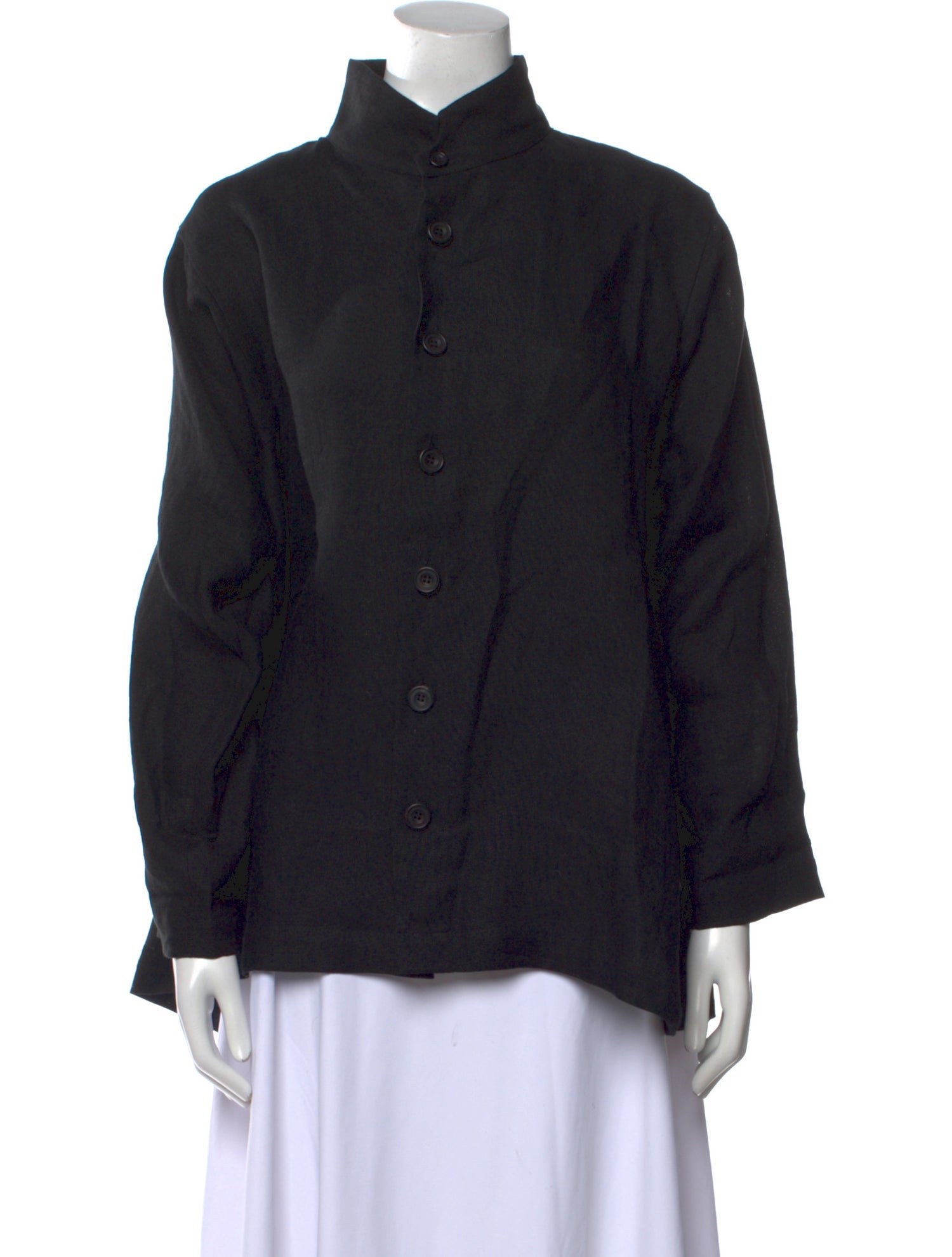 Eskandar Linen Mock Neck Button-Up Top w/ Tags