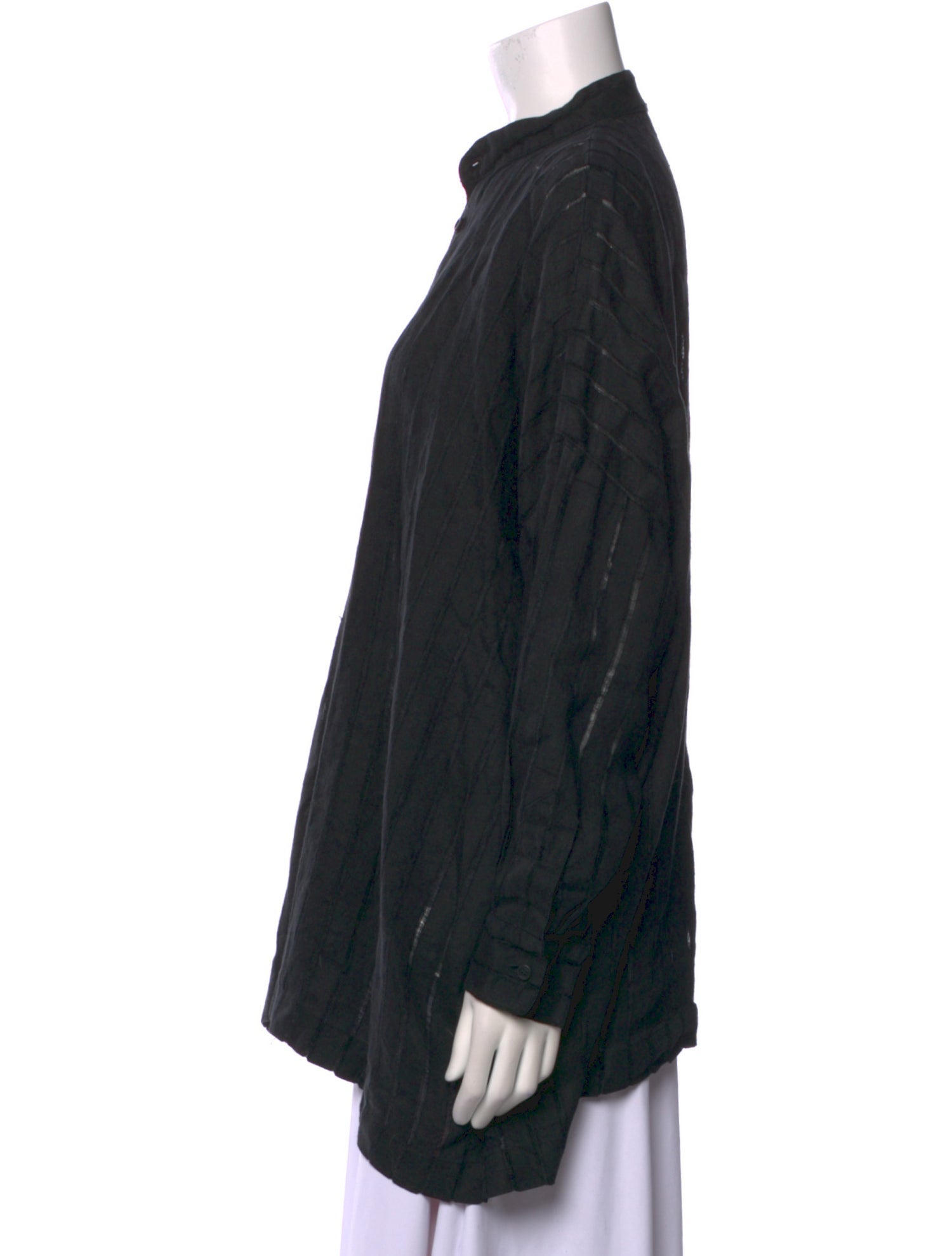 Eskandar Silk Long Sleeve Button-Up Top