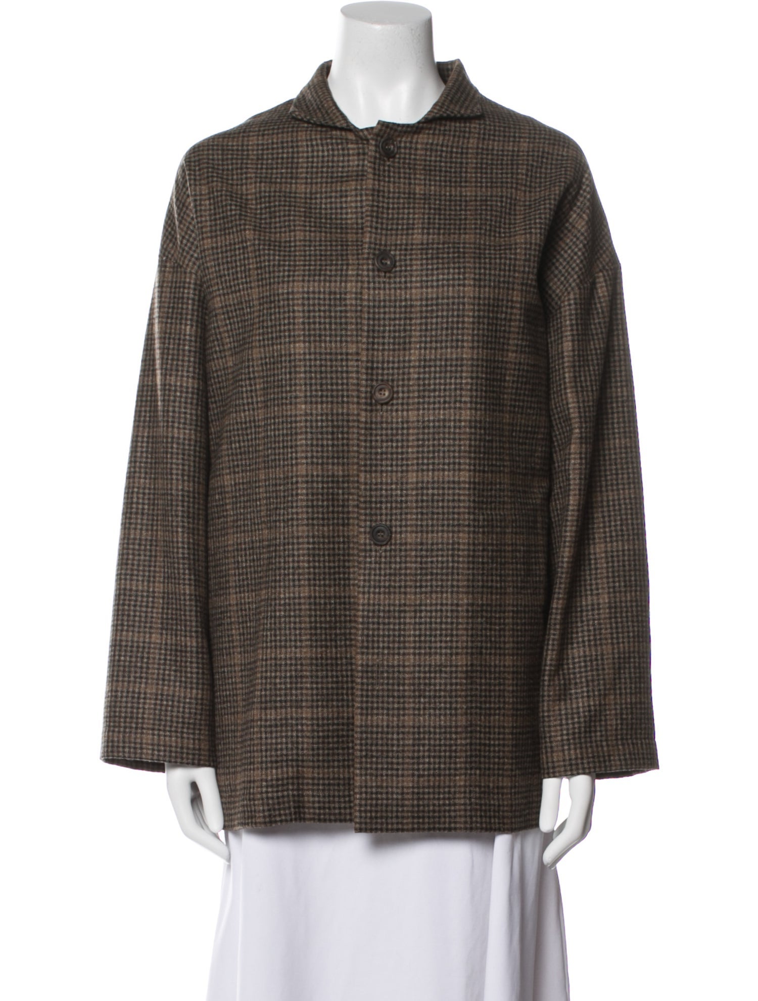 Eskandar Wool Plaid Print Jacket