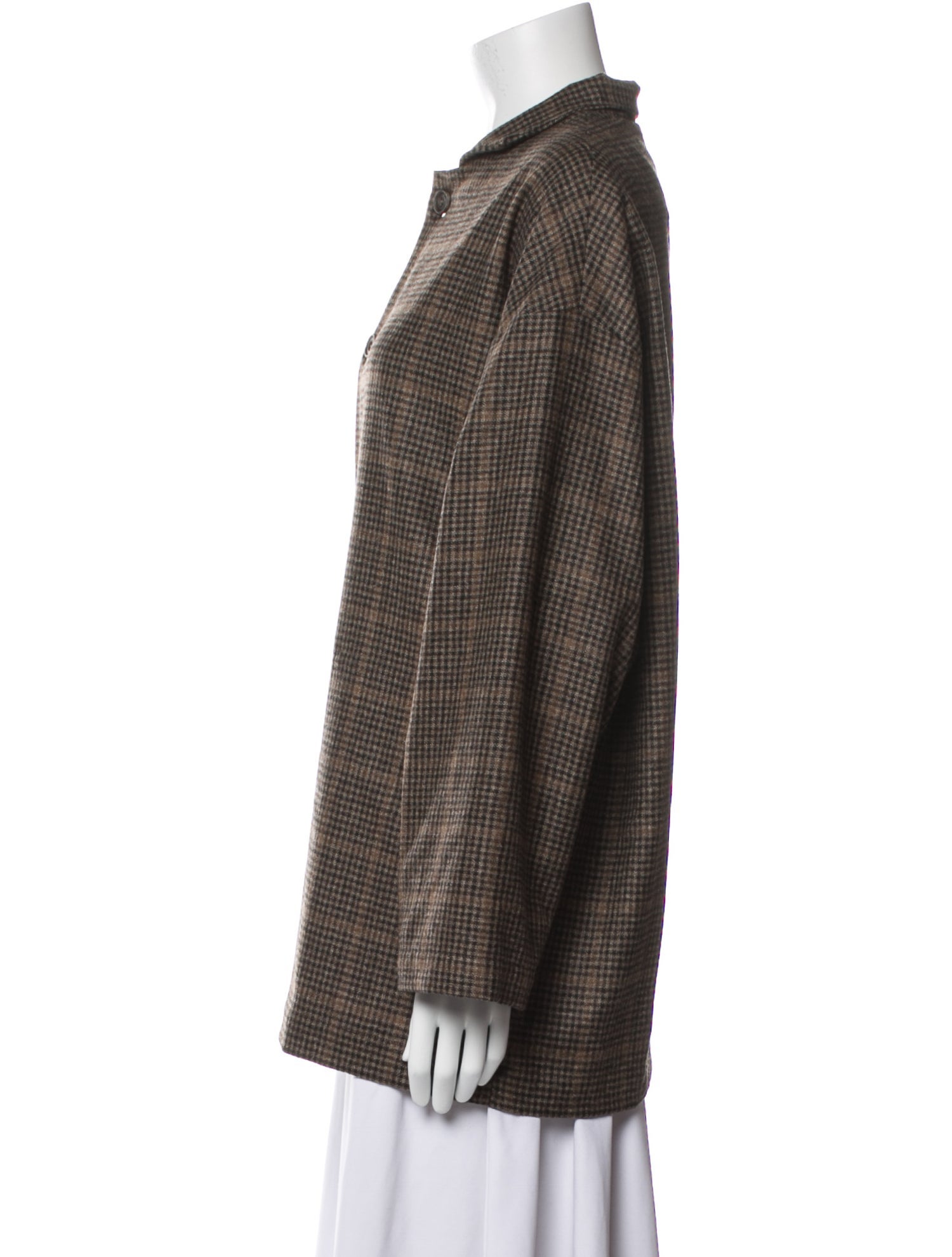 Eskandar Wool Plaid Print Jacket