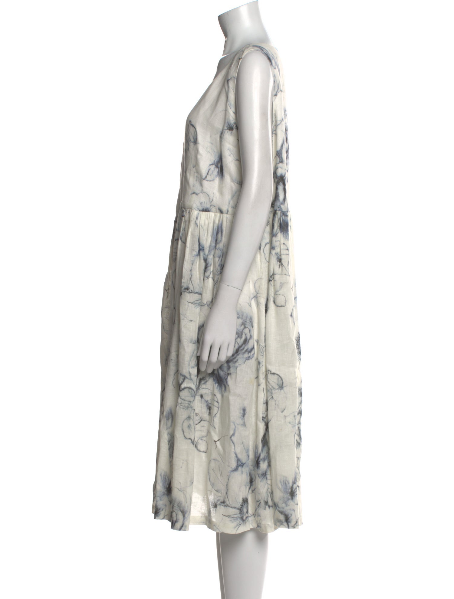 Eskandar Linen Midi Length Dress