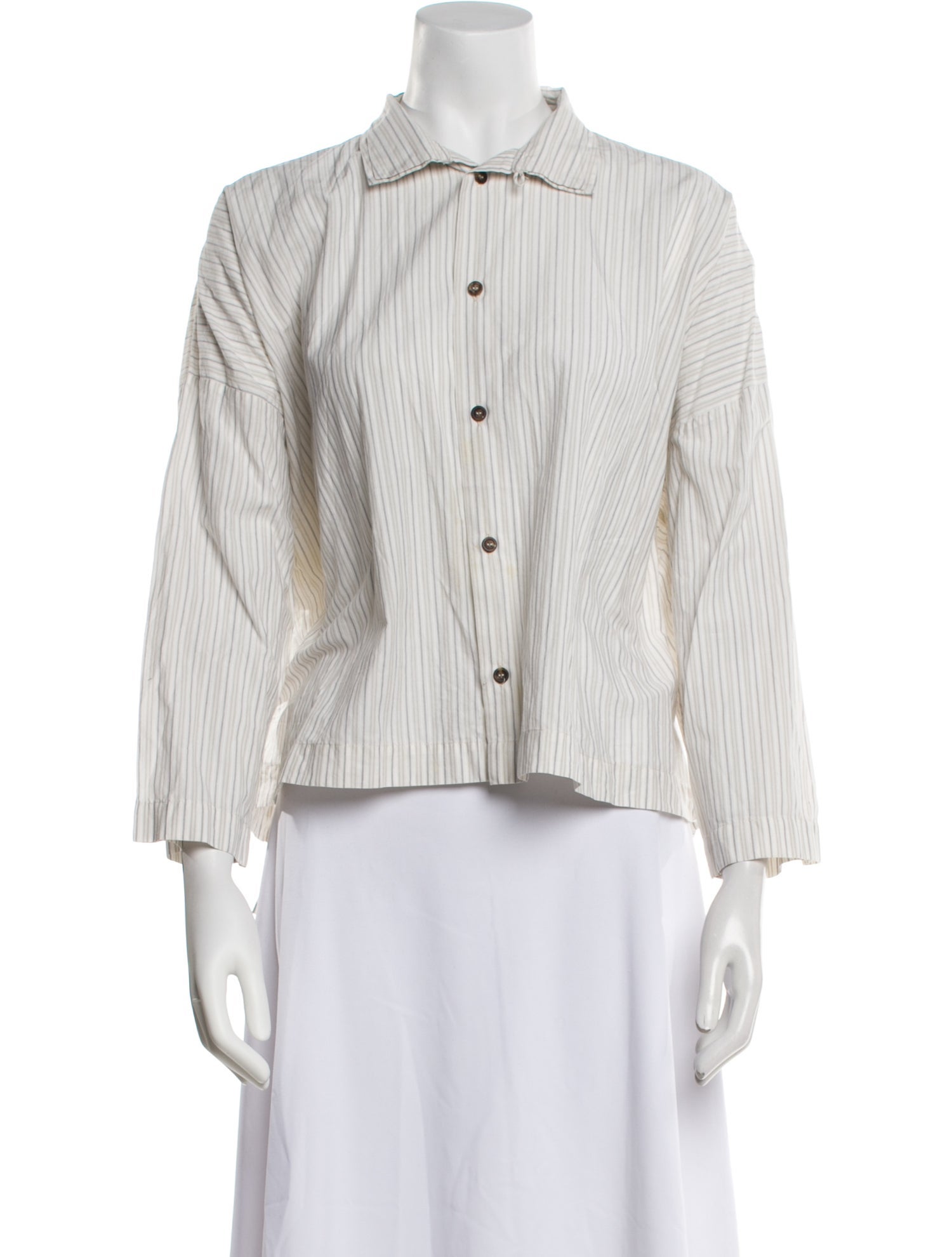 Eskandar Linen Striped Button-Up Top