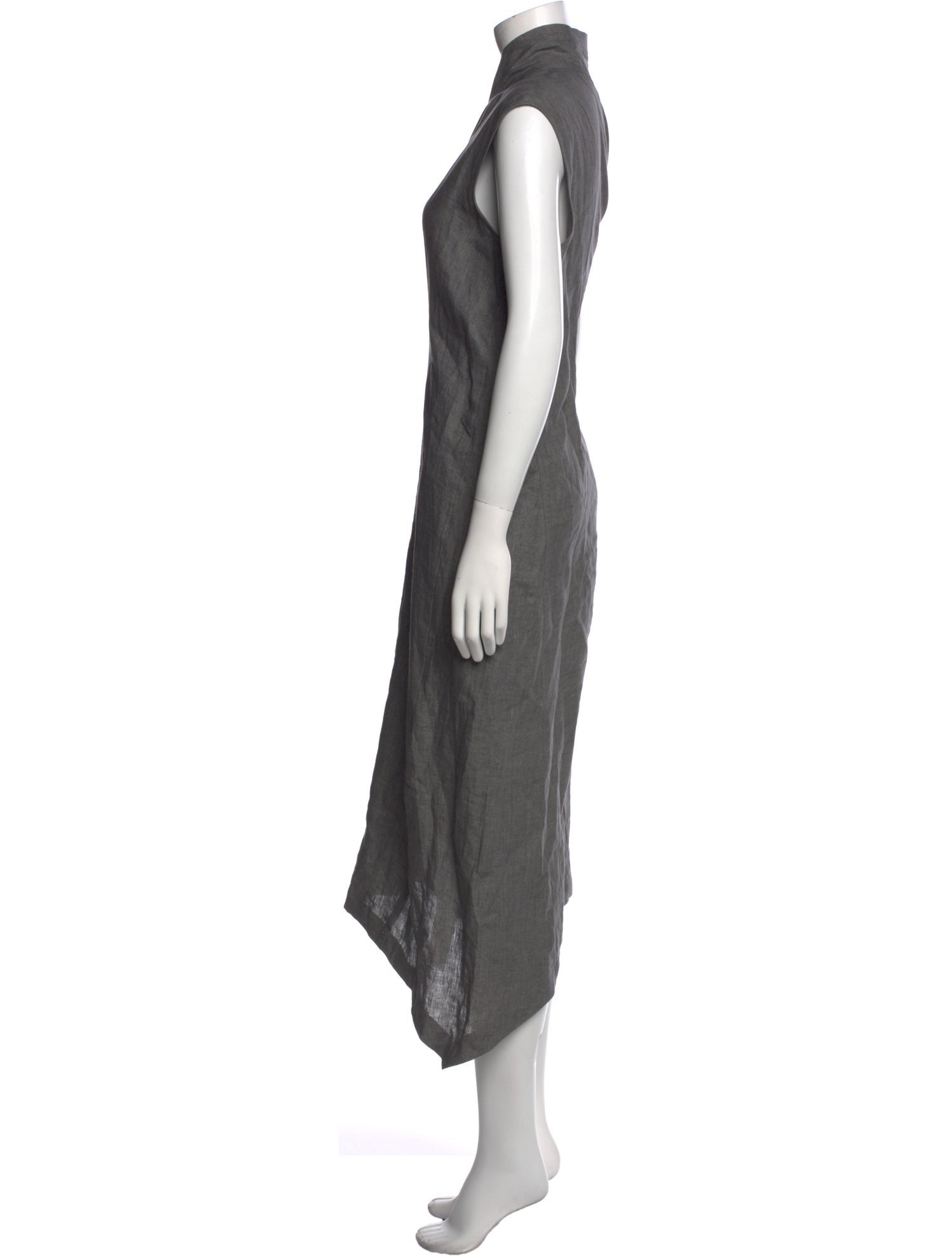 Eskandar Linen Midi Length Dress