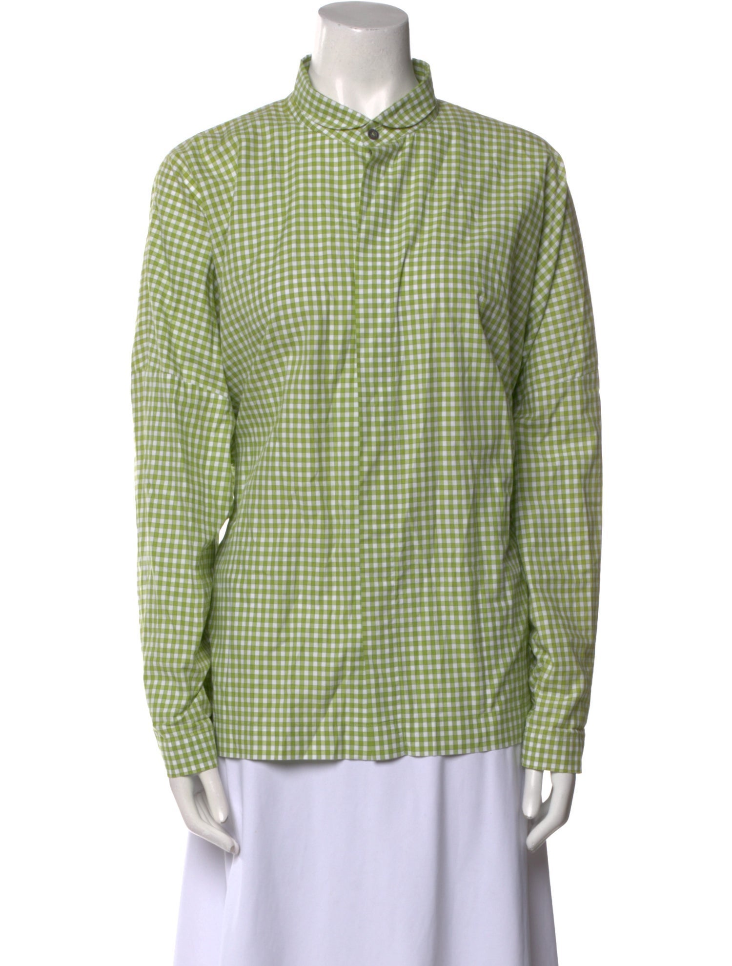 Eskandar Plaid Print Long Sleeve Button-Up Top